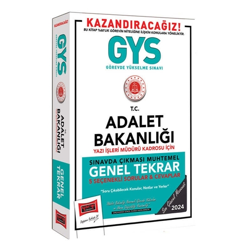 GYS Adalet Bakanlığı Yazı İşleri Müdürü Kadrosu İçin Genel Tekrar Kitabı Yargı Yayınları 2024