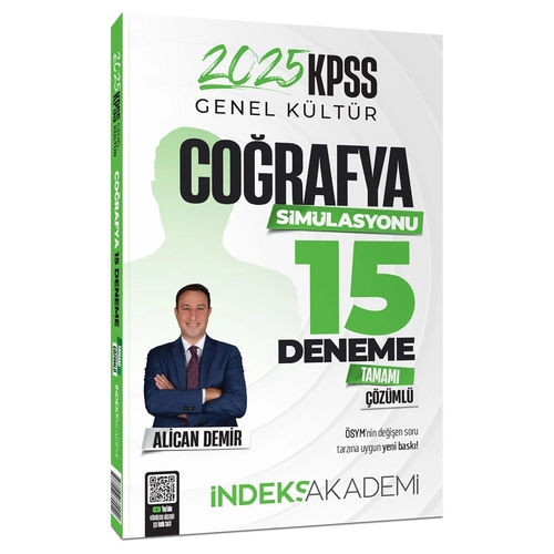 KPSS Coğrafya Simülasyonu 15 Deneme Tamamı Çözümlü İndeks Akademi Yayınları 2025