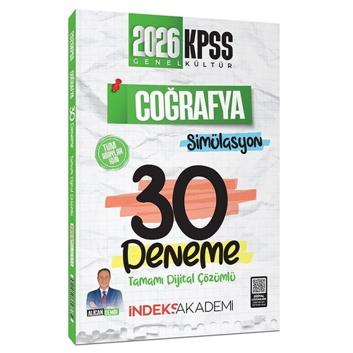 KPSS Coğrafya Simülasyonu 30 Deneme Tamamı Çözümlü İndeks Akademi Yayınları 2026