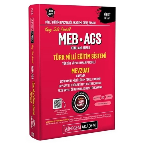 MEB AGS Türk Milli Eğitim Sistemi ve Mevzuat Konu Anlatımlı Pegem Akademi Yayınları 2025