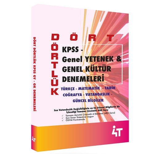 Dört Dörtlük KPSS B Denemeleri Toygar Çetin 4T Yayınları 2020