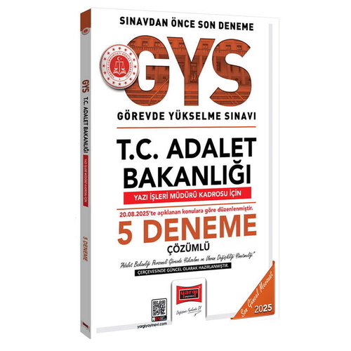 GYS T.C. Adalet Bakanlığı Yazı İşleri Müdürü Kadrosu İçin 5 Deneme Yargı Yayınları 2025