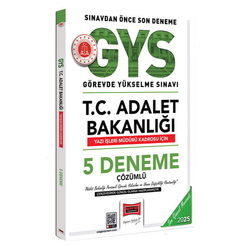 GYS Adalet Bakanlığı Yazı İşleri Müdürü Kadrosu İçin 5 Deneme Yargı Yayınları 2025