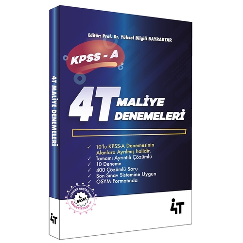 KPSS A Grubu Maliye Denemeleri Tamamı Çözümlü 10 Deneme 4T Yayınları 2024