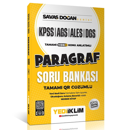 KPSS ALES DGS Paragraf Tamamı QR Çözümlü Soru Bankası Yediiklim Yayınları 2025