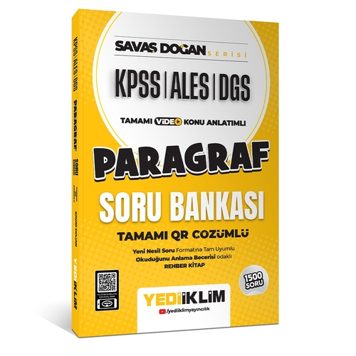 KPSS ALES DGS Paragraf Tamamı QR Çözümlü Soru Bankası Yediiklim Yayınları 2025