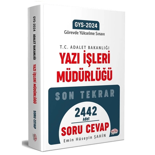T.C. Adalet Bakanlığı Yazı İşleri Müdürlüğü GYS Soru Cevap Data Yayınları 2024