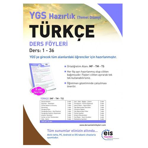 YGS Türkçe Temel Düzey Ders Anlatım Föyleri EİS Yayınları