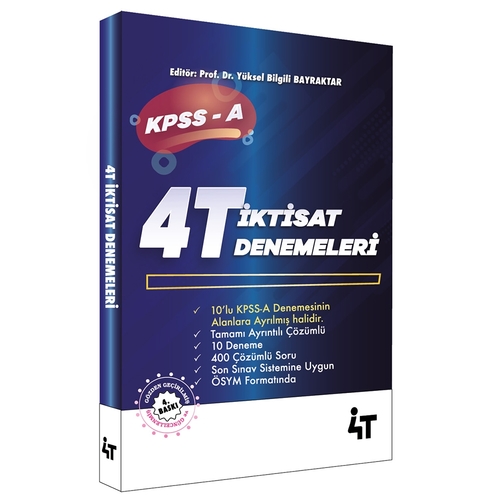 KPSS A Grubu İktisat Denemeleri Tamamı Çözümlü 10 Deneme 4T Yayınları 2024