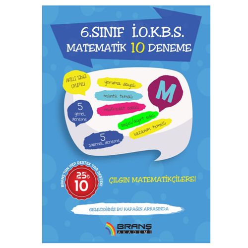 6. Sınıf İOKBS Matematik 10 Deneme Branş Akademi Yayınları 2019