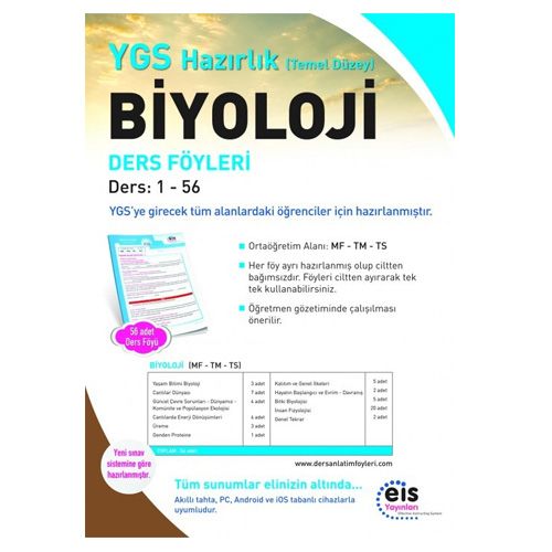 YGS Biyoloji Temel Düzey Ders Anlatım Föyleri EİS Yayınları