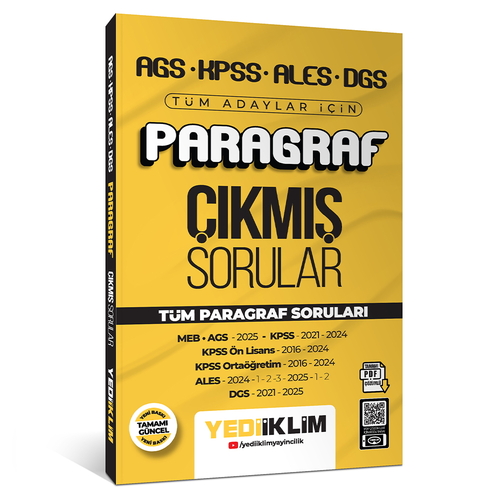 AGS KPSS ALES DGS Tüm Adaylar İçin Paragraf Çıkmış Sorular Yediiklim Yayınları