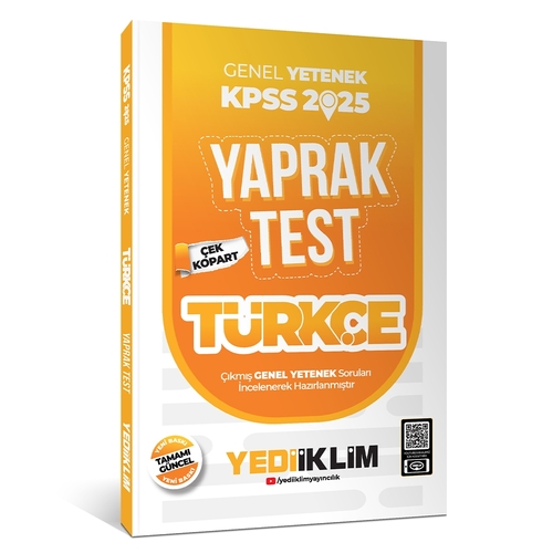 KPSS Genel Yetenek Türkçe Çek Kopart Yaprak Test Yediiklim Yayınları 2025
