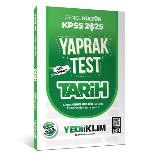 KPSS Genel Kültür Tarih Çek Kopart Yaprak Test Yediiklim Yayınları 2025