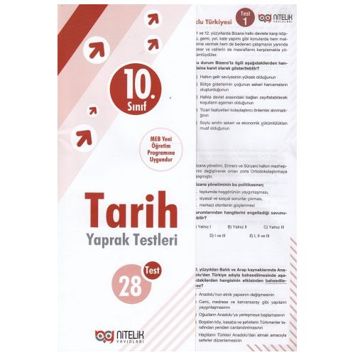 10. Sınıf Tarih 28 Yaprak Test Nitelik Yayınları