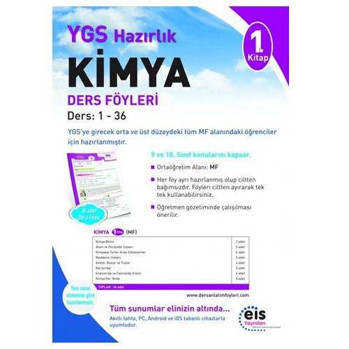 YGS Kimya 1. Kitap Ders Anlatım Föyleri EİS Yayınları