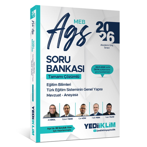 MEB AGS Eğitim Bilimleri Türk Eğitim Sisteminin Genel Yapısı Mevzuat Anayasa Soru Bankası Yediiklim Yayınları 2026