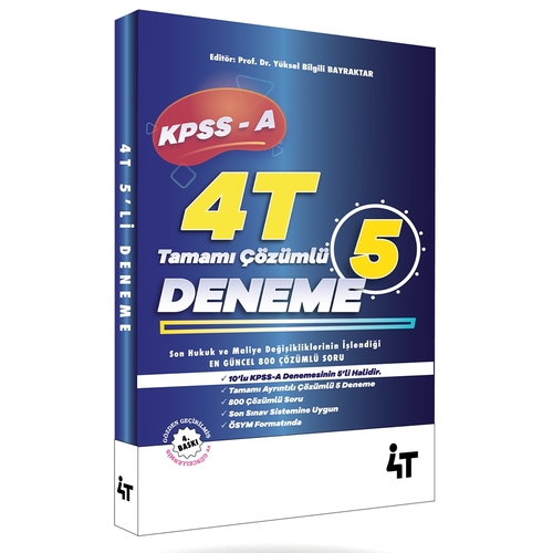 KPSS A Grubu Tamamı Çözümlü 5 Deneme 4T Yayınları 2024