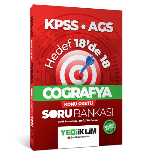 KPSS Genel Kültür Hedef 18\'de 18 Coğrafya Konu Özetli Soru Bankası Yediiklim Yayınları 2026