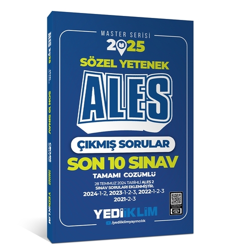 Master Serisi ALES Sözel Yetenek Son 10 Sınav Çıkmış Sorular Yediiklim Yayınları 2025