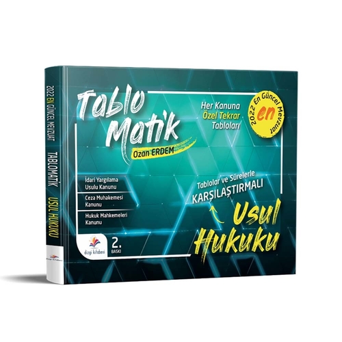 Tablomatik Tablolar ve Sürelerle Karşılaştırmalı Usul Hukuku Dizgi Kitap Yayınları 2022