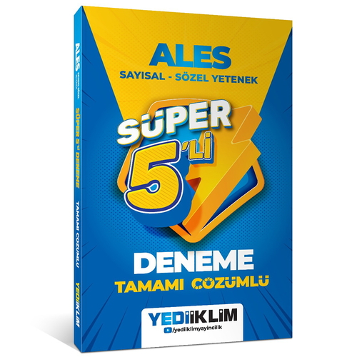 ALES Sayısal - Sözel Yetenek Tamamı Çözümlü Süper 5`li Deneme Yediiklim Yayınları 2027