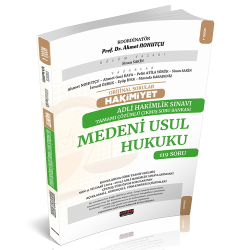 Orijinal Sorular HAKİMİYET Adli Hakimlik Medeni Usul Hukuku Çıkmış Soru Bankası Savaş Yayınları 2025