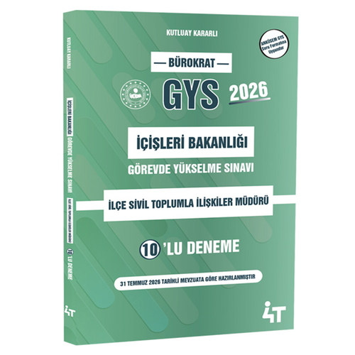 İçişleri Bakanlığı Görevde Yükselme Sınavı İlçe Sivil Toplumla İlişkiler Müdürü 10’lu Deneme 4T Yayınları 2026
