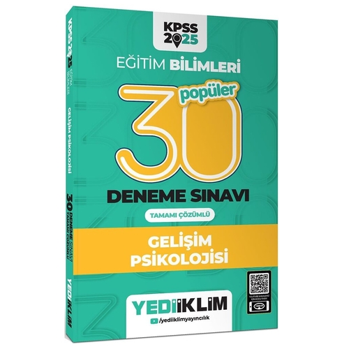 KPSS Eğitim Bilimleri Gelişim Psikolojisi 30 Deneme Sınavı Yediiklim Yayınları 2025
