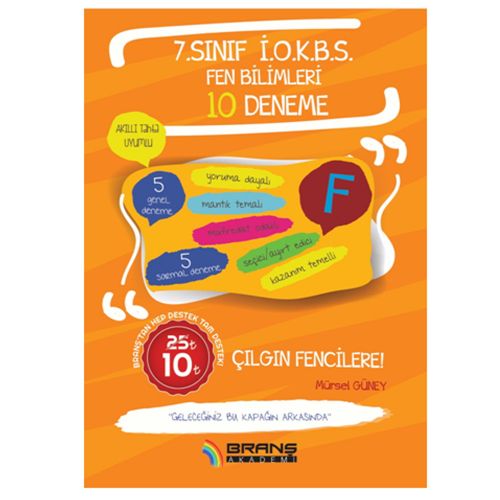 7. Sınıf İOKBS Fen Bilimleri 10 Deneme Branş Akademi Yayınları 2019