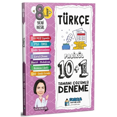 8. Sınıf Türkçe 10+1 Fasikül Deneme Forza Yayınları 2021