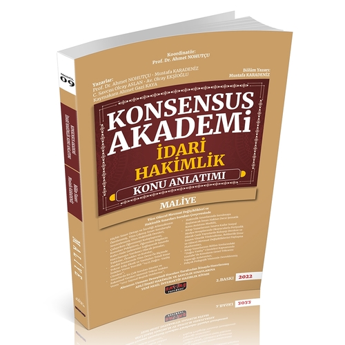 KONSENSUS Akademi Maliye Konu Anlatımı Savaş Yayınları 2022