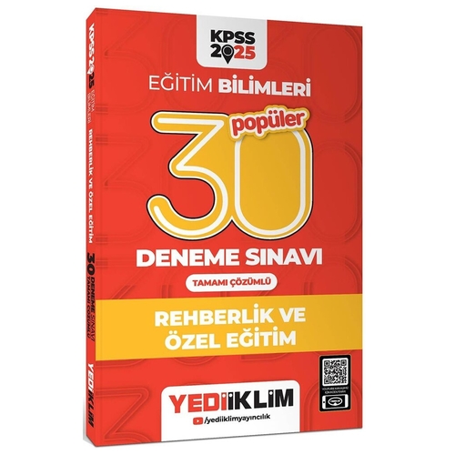 KPSS Eğitim Bilimleri Rehberlik ve Özel Eğitim 30 Deneme Sınavı Yediiklim Yayınları 2025