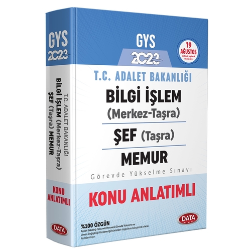 GYS Adalet Bakanlığı Bilgi İşlem (Merkez-Taşra) Şef (Taşra) Memur Konu Anlatımlı Data Yayınları 2023