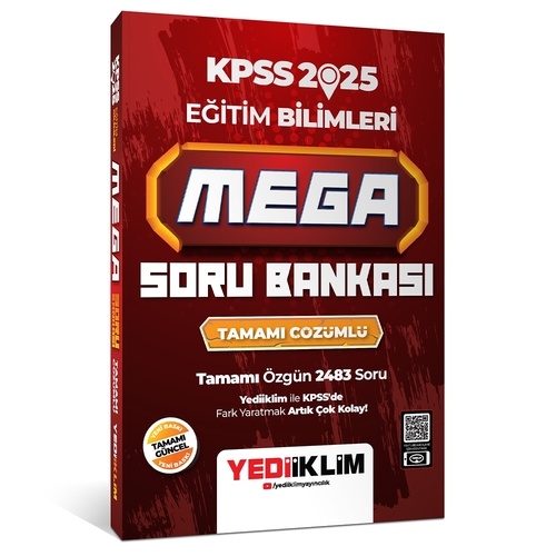 KPSS Eğitim Bilimleri Mega Tamamı Çözümlü Soru Bankası Yediiklim Yayınları 2025
