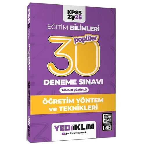 KPSS Eğitim Bilimleri Öğretim Yöntem ve Teknikleri 30 Deneme Sınavı Yediiklim Yayınları 2025