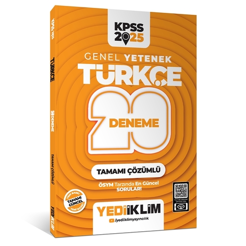 KPSS Genel Yetenek Türkçe Tamamı Çözümlü 20 Deneme Yediiklim Yayınları 2025