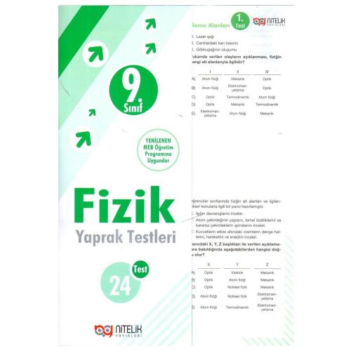 9. Sınıf Fizik 24 Yaprak Test Nitelik Yayınları
