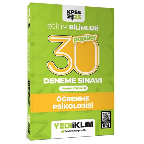 KPSS Eğitim Bilimleri Öğrenme Psikolojisi 30 Deneme Sınavı Yediiklim Yayınları 2025