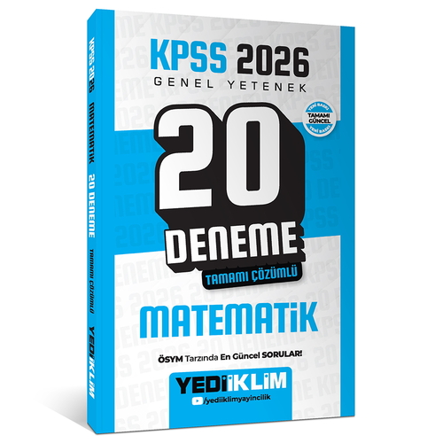 KPSS Genel Yetenek Matematik Tamamı Çözümlü 20 Deneme Yediiklim Yayınları 2026