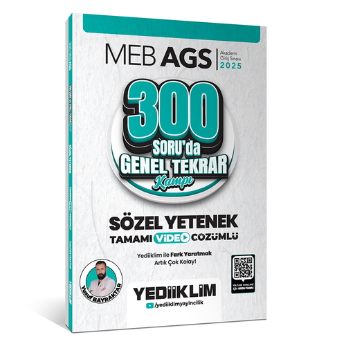 MEB AGS Sözel Yetenek 300 Soruda Tamamı Video Çözümlü Genel Tekrar Kampı Yediiklim Yayınları 2025