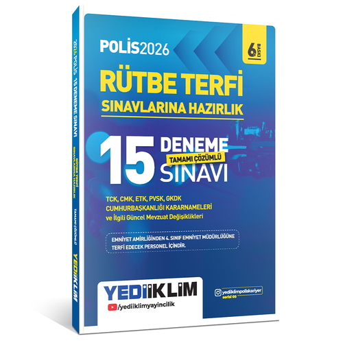 Polis Meslek İçi Rütbe Terfi Sınavlarına Hazırlık 15 Deneme Sınavı Yediiklim Yayınları 2026