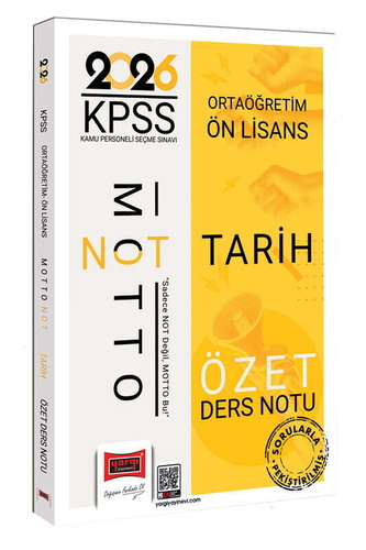 KPSS Ortaöğretim Ön Lisans Motto Serisi Tarih Özet Ders Notu Yargı Yayınları 2026