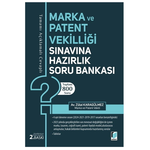 Marka ve Patent Vekilliği Sınavına Hazırlık Soru Bankası - Zülal Karagülmez