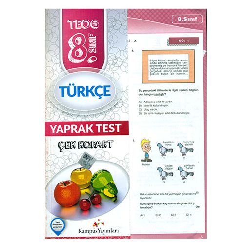 8. Sınıf Türkçe Çek Kopar Yaprak Test Kampüs Yayınları