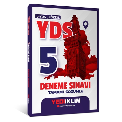 E-YDS YÖKDİL YDS Tamamı Çözümlü 5 Deneme Sınavı Yediiklim Yayınları 2025