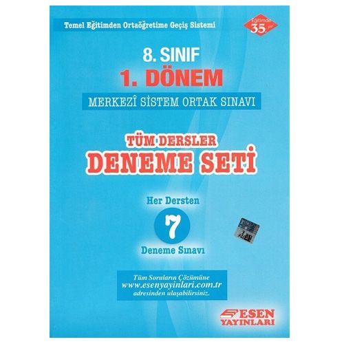 8. Sınıf 1. Dönem Tüm Dersler Merkezi Sistem Deneme Seti - Esen Yayınları