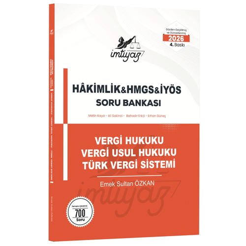 Hakimlik HMGS Vergi Hukuku VUH, Türk Vergi Sistemi Soru Bankası İmtiyaz Yayınları 2026