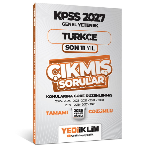 KPSS Genel Yetenek Lisans Türkçe Konularına Göre Son 11 Yıl Çıkmış Sorular Yediiklim Yayınları 2027