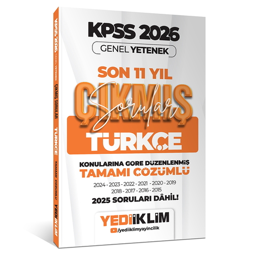 KPSS Genel Yetenek Lisans Türkçe Konularına Göre Son 11 Yıl Çıkmış Sorular Yediiklim Yayınları 2026